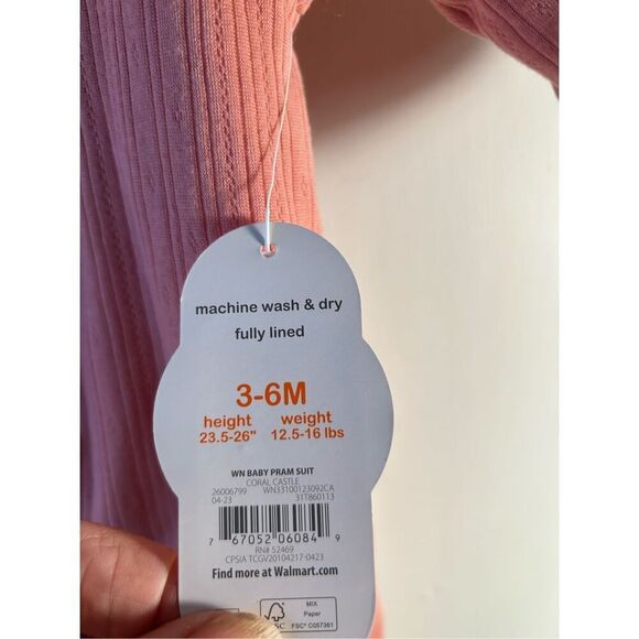 Wondernation baby pram suit pink 3/6 zipper new - Picture 3 of 5